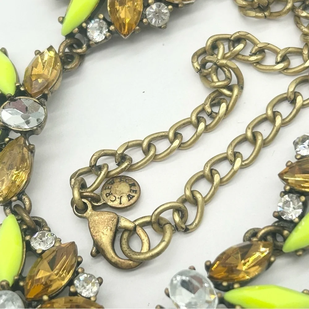 J. Crew Green Yellow Brown Jeweled Necklace